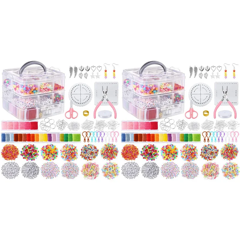 

CYL-2Set 12 Styles Friendship Bracelet Kit With String And Letter Beads, Color Embroidery Floss, Elastic Cord, Braiding Disc