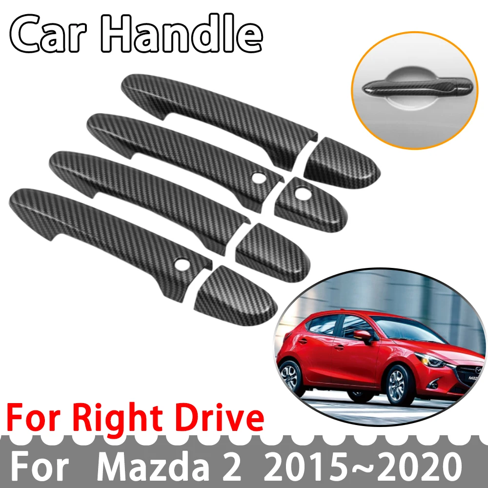 

for Mazda 2 Mazda2 DJ Demio 2015 2016 2017 2018 2019 2020 Carbon Fiber Door Handle Cover Car Exterior Style Accessories Stickers