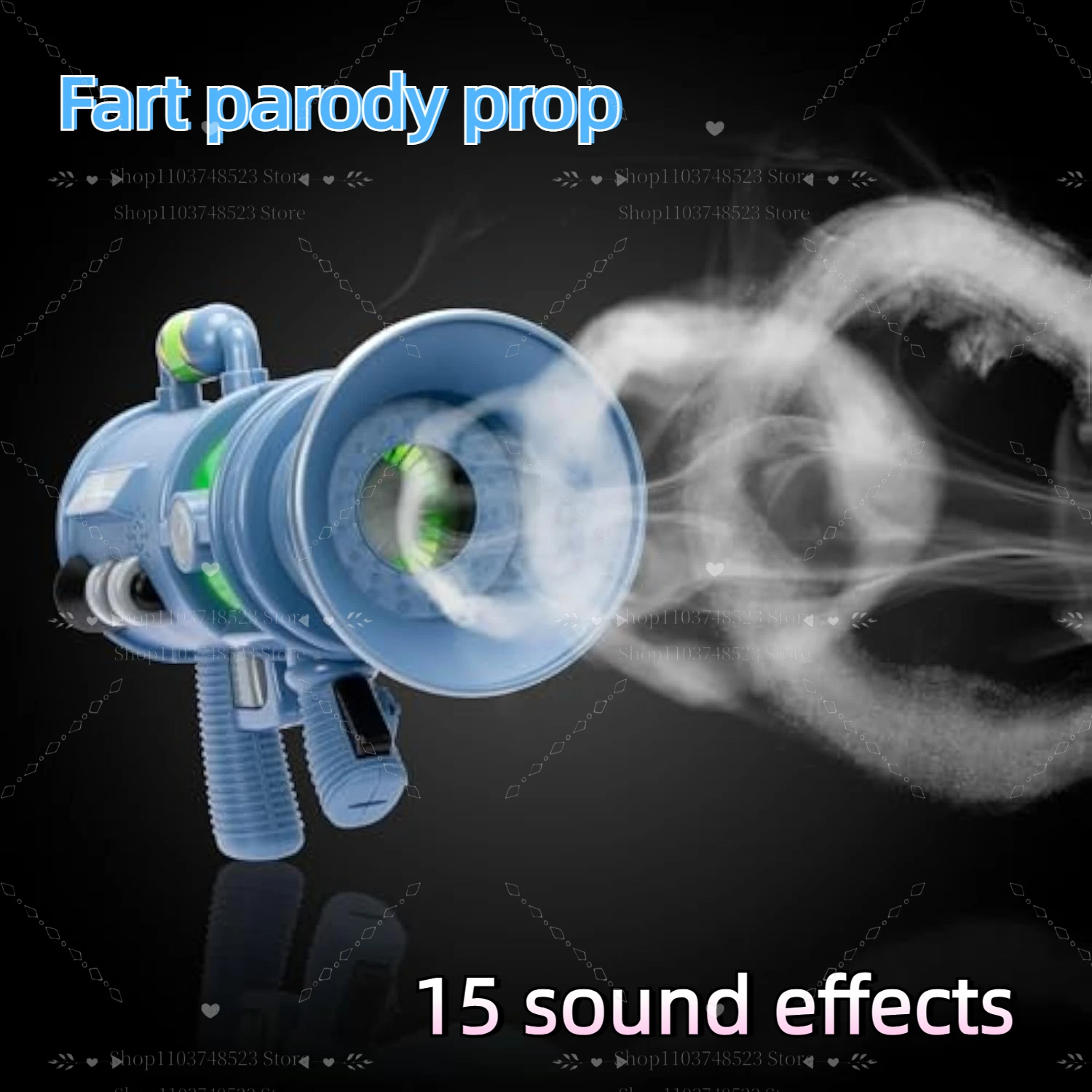 

Blasts Out Real Fart Rings of Fog Plays 15 Different Fart Sounds Lights Up and Emits Smells It Includes 2 Different Scent