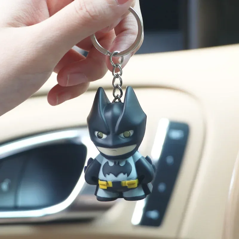 Batman The Dark Knight Rises Figures 6cm Batman Keychain Eyes Glow Key Chain Model Peripherals Manga Birthday Gift Toys Game Kid