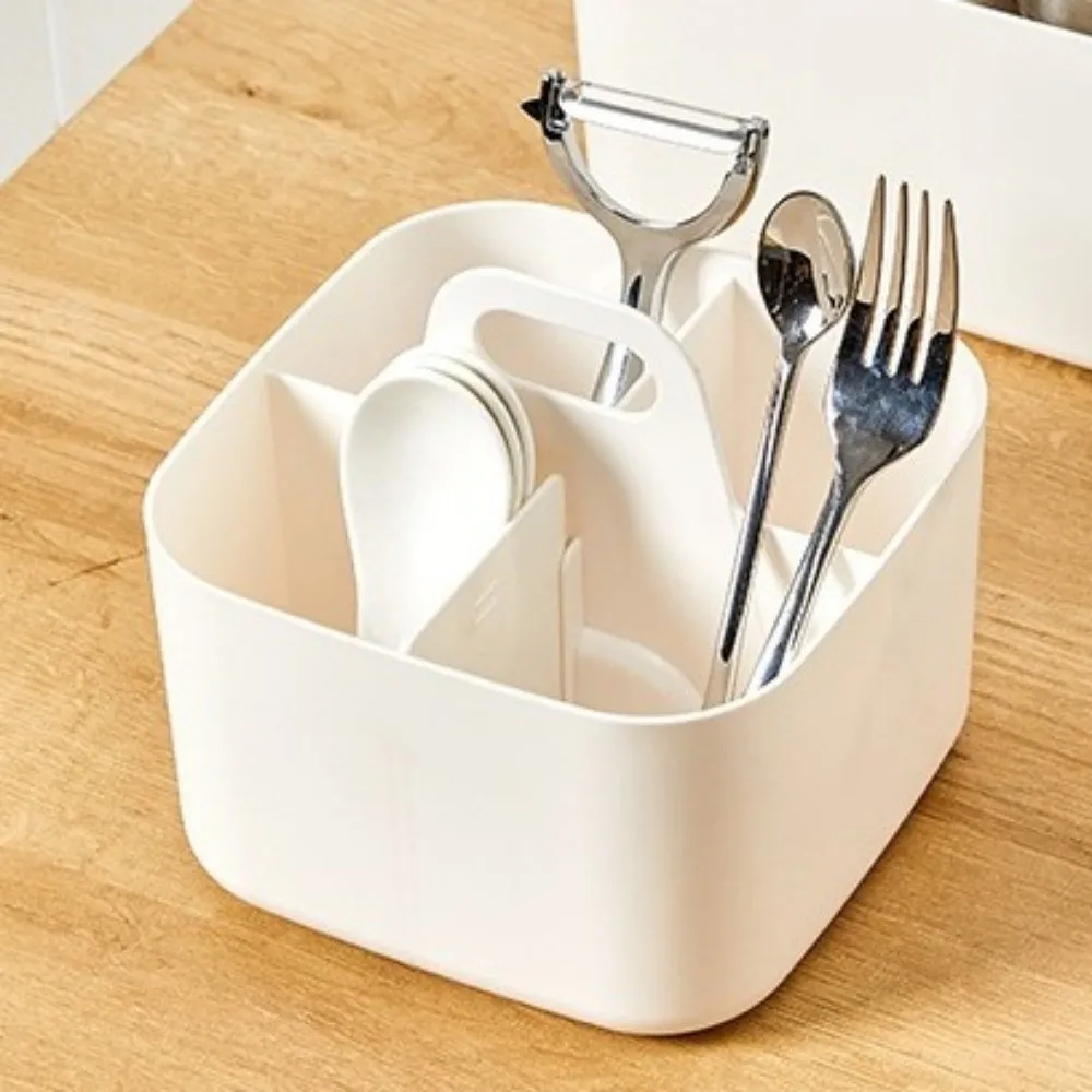 Organisateur de cosmétiques en plastique avec poignée, panier de rangement de bureau multi-compartiments, séparateur de tri, organiseur de stylos pour bureau