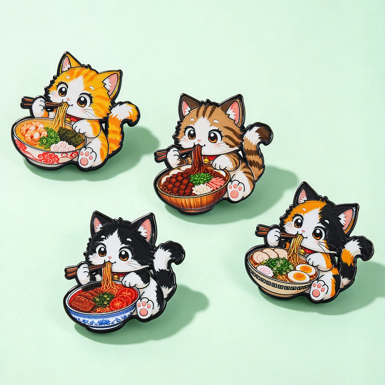 4pcs Cute Cartoon Anime Enamel Pins Set Lapel Brooches Badges Halloween Gift for Backpack Clothes