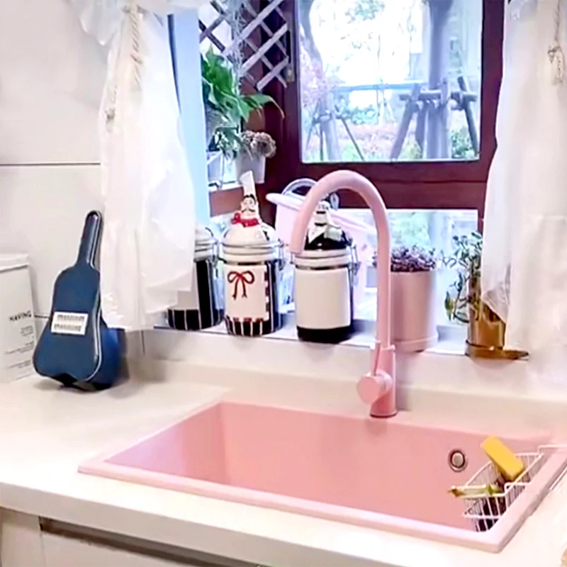 Pink refined copper main body paint kitchen water purification faucet ceramic valve core rotatable single hole single handle hot