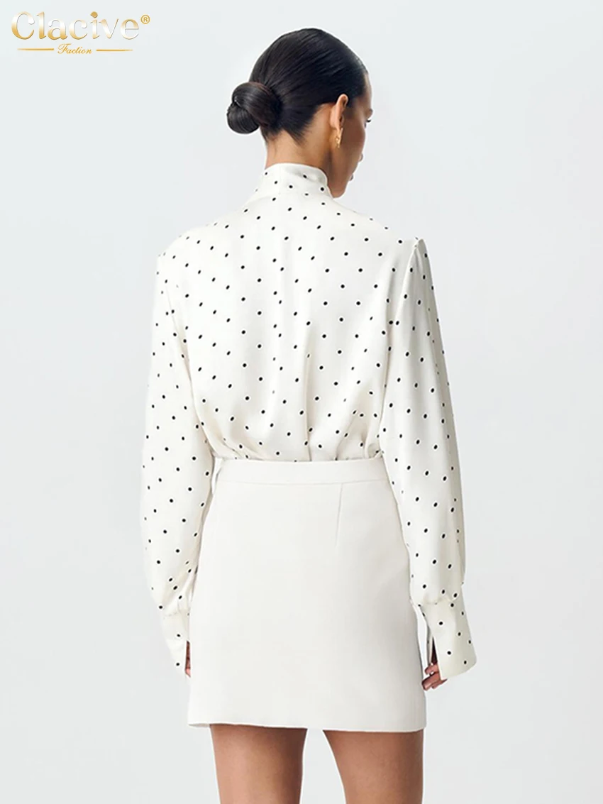 Clacive موضة فضفاضة طباعة قميص نسائي 2025 عادية القوس طوق كم طويل سيدة قمصان أنيقة الكلاسيكية ملابس نسائية #4