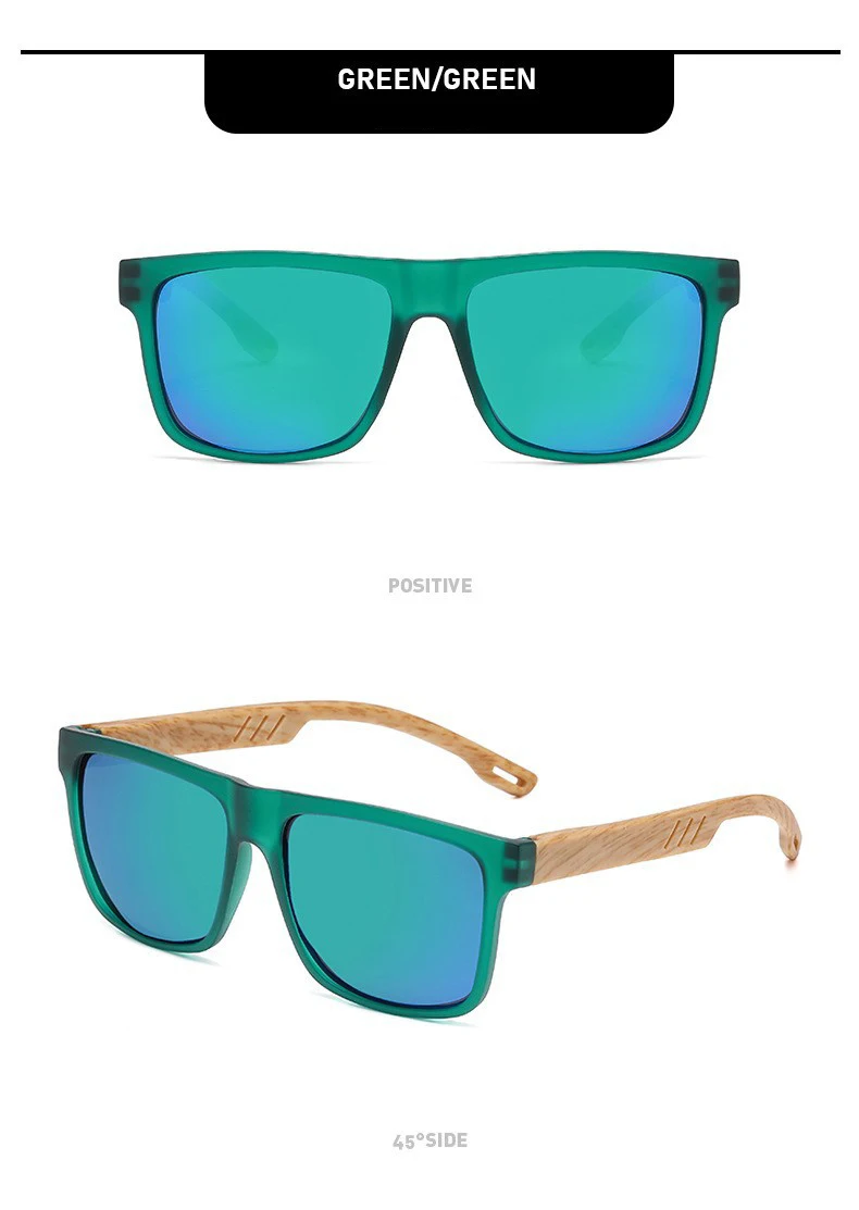 Vintage Holzmaserung Sonnenbrille für Männer und Frauen Klassische Leichte Eckige Sonnenbrillen Modische Tägliche Dekorative Brillen UV400-Schutz – Detail 14