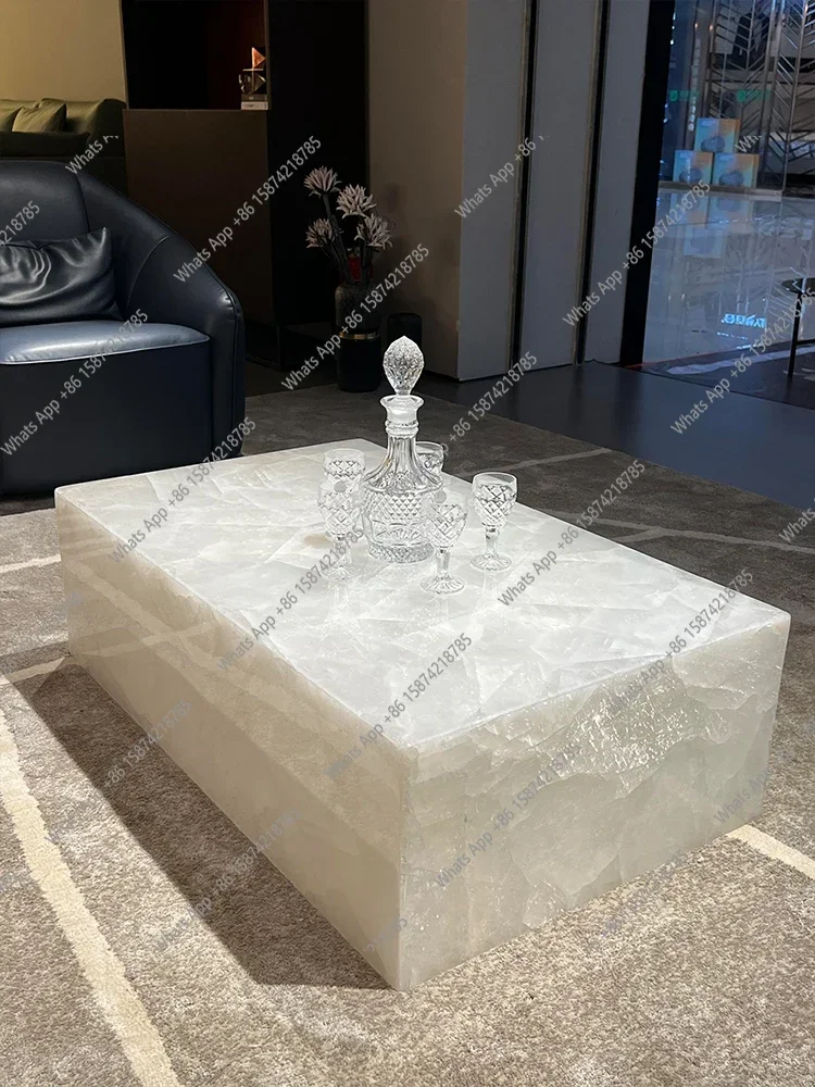 

N63 Arctic Ice Marble Coffee Table Contemporary Italian Design with Light-Transmitting & Scratch Resistant Master Designer Seri