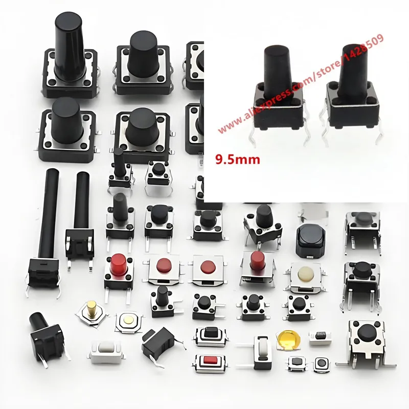 

600pcs/lot 6*6*9.5MM pin Tact Switch 6*6*9.5 pin button key switch 6x6x9.5 Hot wholesale
