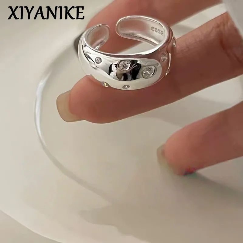 XIYANIKE Elegant Niche Glossy Wide Zircon Adjustable Rings For Women Fashion New Jewelry Gift Party Daily Wholesale anillos
