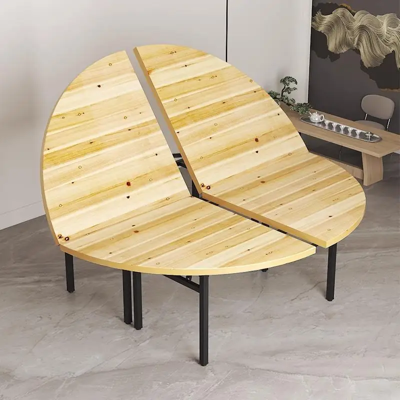 

Folding table Solid wood round dining table Rotating disc Hotel restaurant commercial large round panel 20 people dining table