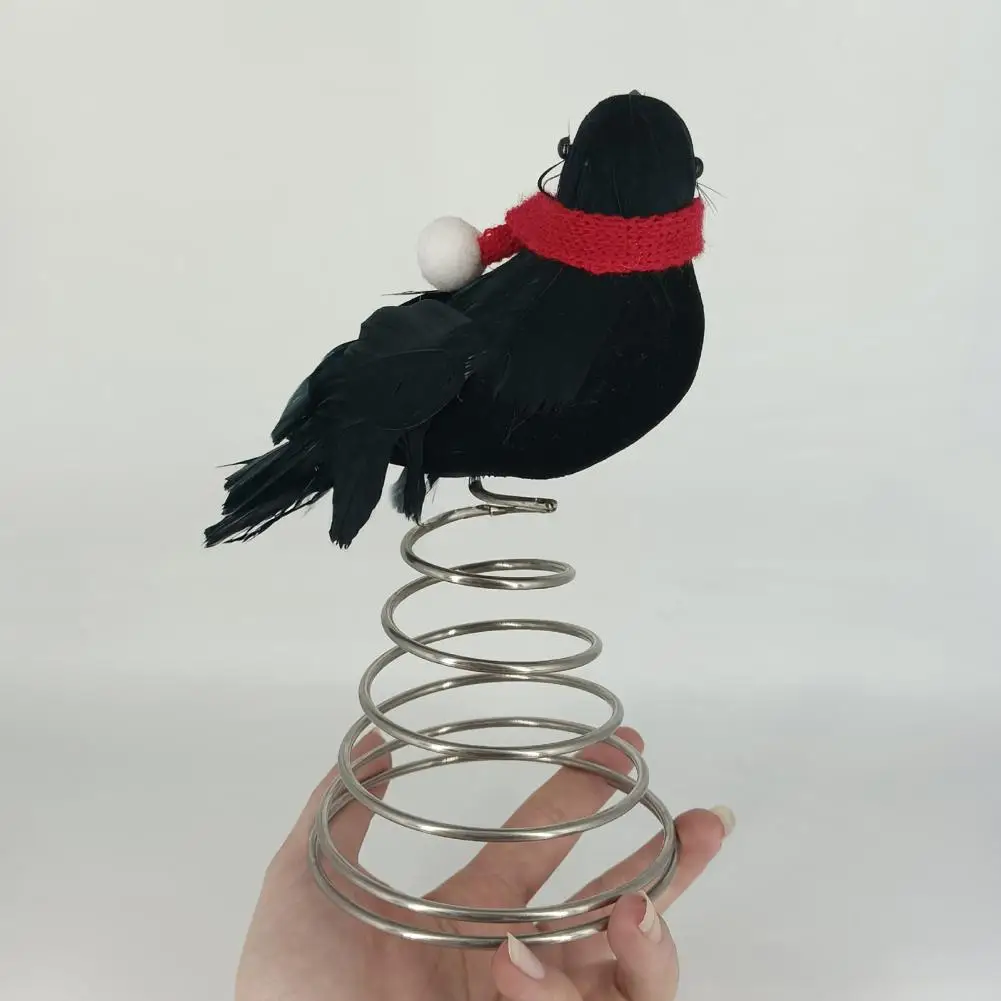 Adorno de árbol espeluznante para Halloween, adorno de árbol de cuervo con bufanda, bola de pompón, adornos navideños en miniatura para suministros de fiesta embrujados