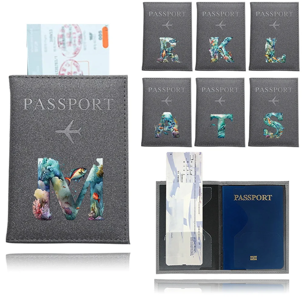 

Classic Vintage Design Organizer Passport Credit Card Holder Travel Passport Holder Case for Men and Women Fish Letter Printing