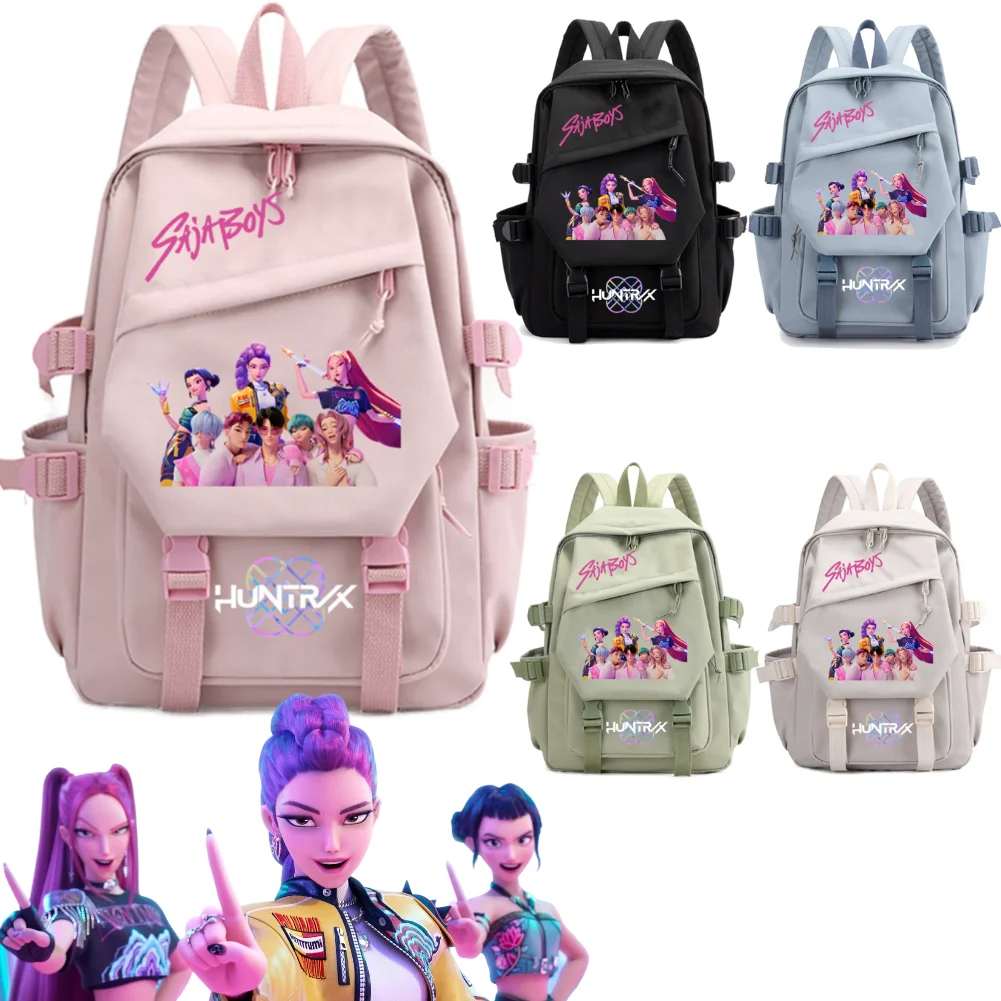 2025 KPop 悪魔ハンターズ Saja ボーイズプリントスクールバックパック女子スクールバッグ十代の若者のバックパック大容量学生バッグ