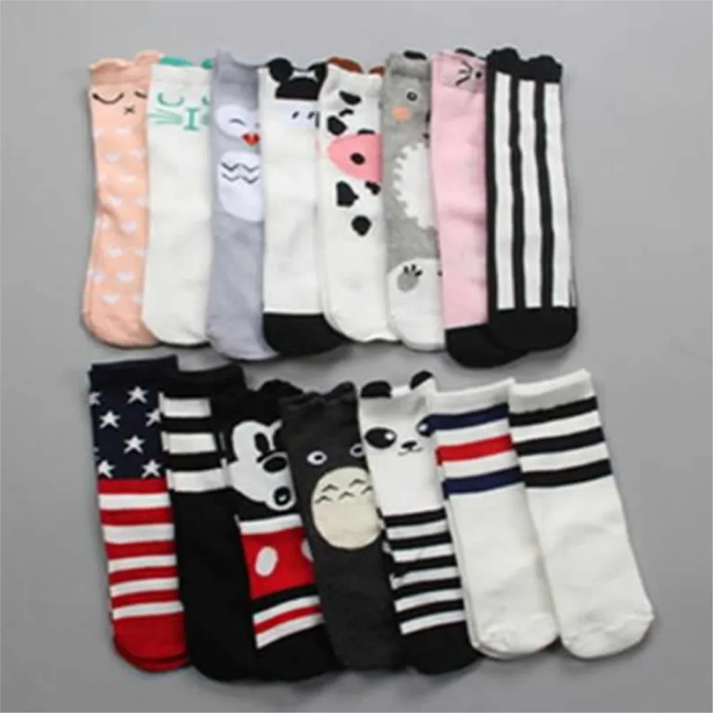 

newborn baby knee high leg warmers Baby cartoon cotton stocking boy girl fox duck pattern leg warmers kids stocking