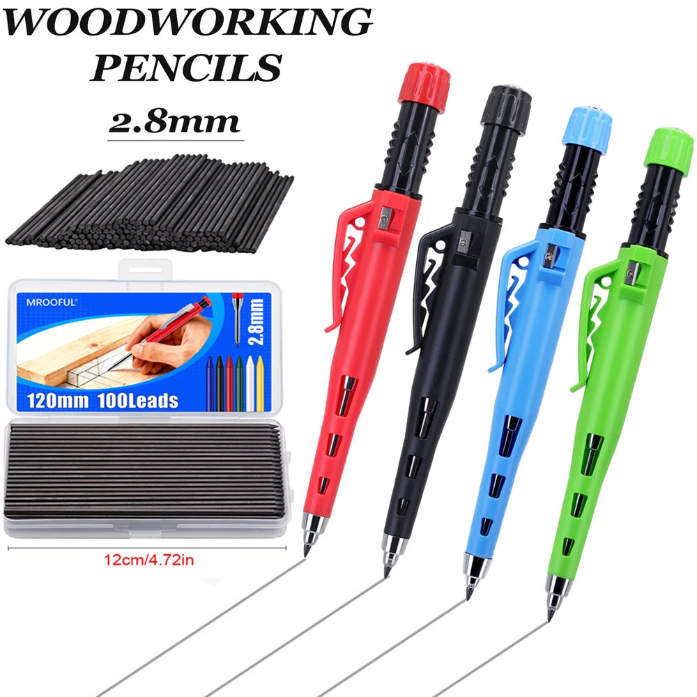 

Набор карандашей для столярных работ 2,8 мм с 100 сменными грифелями, для глубокой разметки и черчения, для плотников и строителей