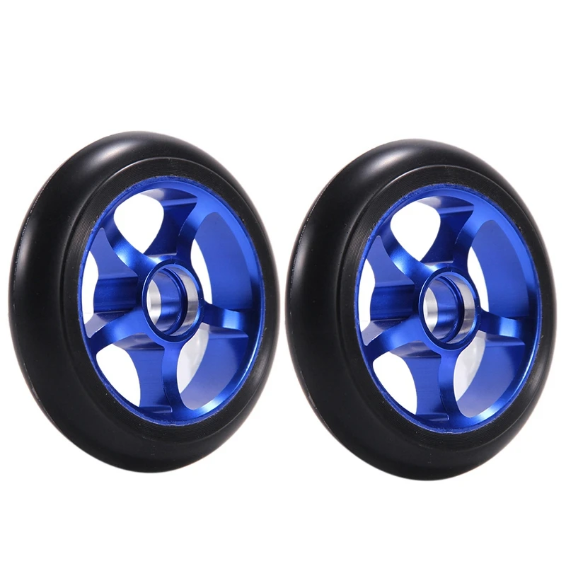 

2Pcs 100Mm Scooter Replacement Wheels With Bearings Aluminum Wear-Resistant PU Scooter Parts Scooter Accessories