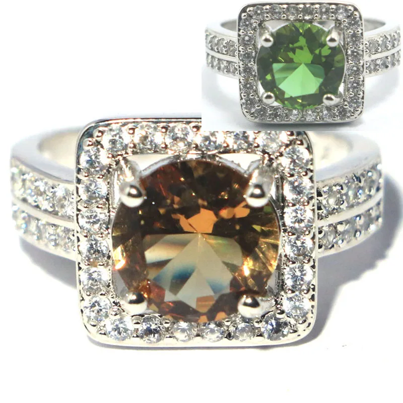 Buy 4 Get 1 Free 13x13mm Pretty 4.5g Color Changing Zultanite White CZ Women Dating Silver Ring Daily Wear