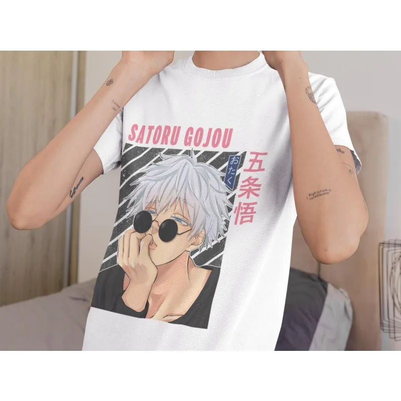 Gojo satoru jjk jujutsu kaisen camiseta anime mangá presente para amigos presente para fãs de anime presente engraçado design exclusivo camisa unissex