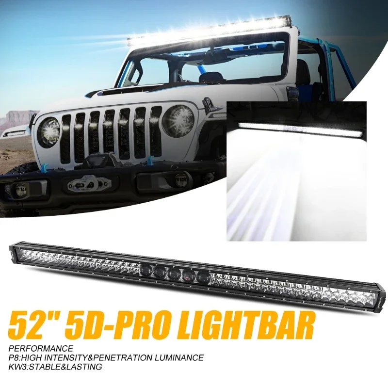 

AUXBEAM 42/52 Inch 5D-PRO LED Work Light Bar with Wire Harness & Bracket 450W 55000lm Spot & Flood High Brightness