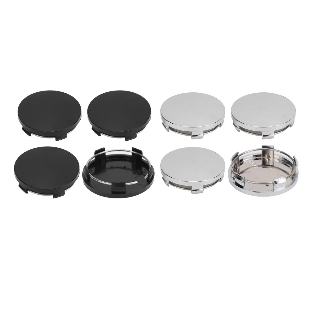 4Pcs 60mm ABS Wheel Hub Center Caps - Universal Snap-in Cover for Cars/Trucks, Anti-Falling & UV Resistant (Black/Silver)