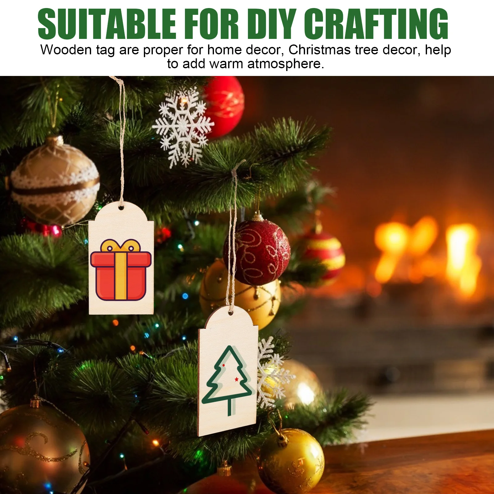 

10Pcs Wooden Christmas Tree Tags Unfinished Hanging Blank Wood Tags for DIY Crafts Home Decor Handmade Painting