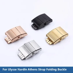 For Ulysse Nardin Athens Watch Strap Folding Buckle Rubber Silicone 316 Stainless Steel Butterfly Clasp Watchband Accessories 20