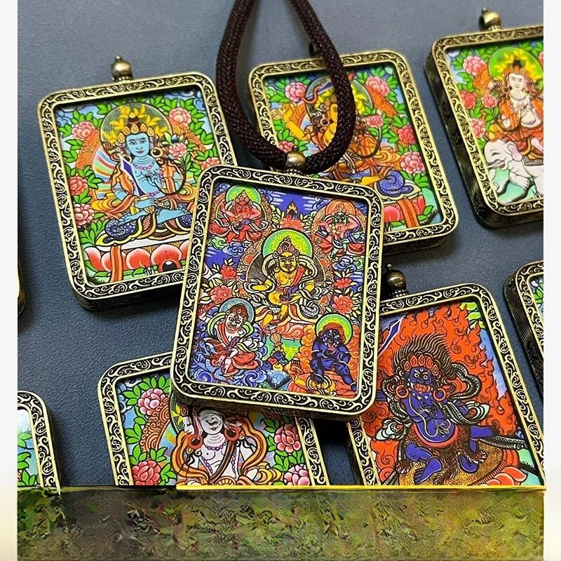 

Кулон-амулет Тханка «Пять Богов Богатства», Желтый амулет богатства, Коробка для Гау, Защитник Зодиака, Печать Будды