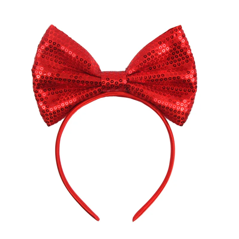 

Корейская версия: повязка для волос с красным бантом и блестками в форме сердца, милый простой аксессуар для волос, головной убор ко Дню защиты детей.