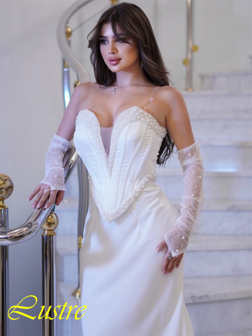 Customized Elegant Chiffon Evening Dress Delicate Sweetheart Prom Dresses Temperament Pearls Sleeveless Special Occasion Gowns