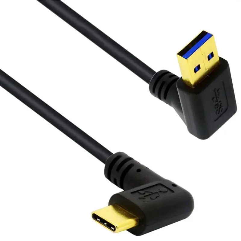 Gold-Plated USB3.0 AM Up, Down, Left, Right, Type-C Bend Computer Laptop Data Charging Cable