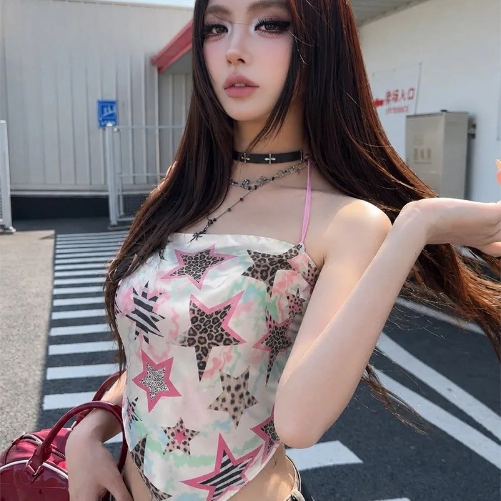 Vintage Square Scarf Y2K Style Sweet Edgy Headscarf Lightweight Leopard Star Print Hair Scarf Hair Styling Fashion Outfit