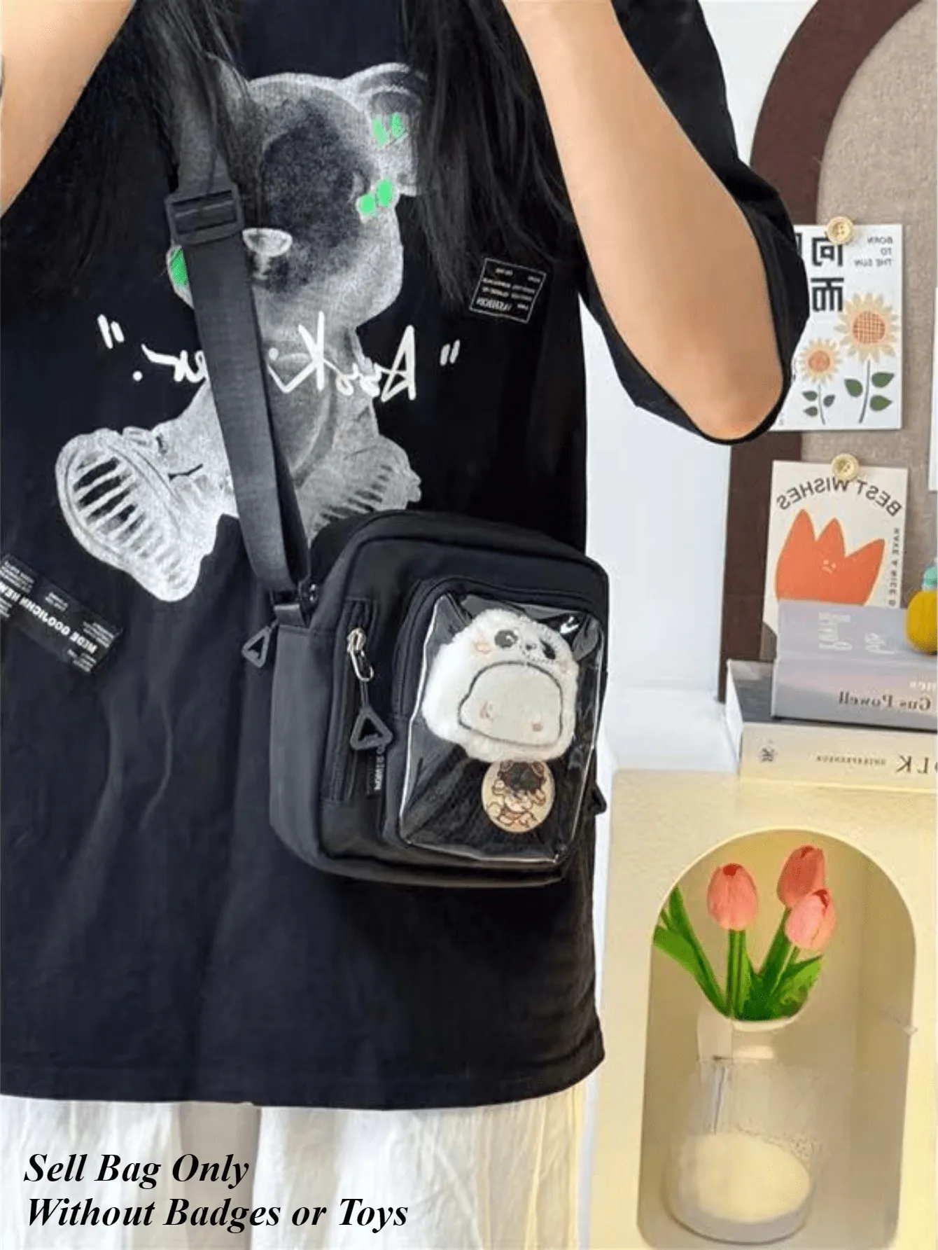 Mini Itabag Women Korean Casual Crossbody Bags Transparent Pocket Small Shoulder Bag Purses and Phone Ita Bag Y2K DIY Bag