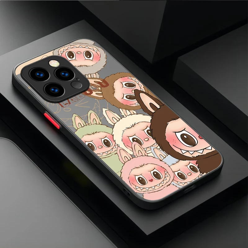 Casing ponsel Anime Labubu lucu untuk Samsung S25 S24 S23 S22 S21 S20 S10 FE Note20 Note10 Plus Ultra Lite penutup transparan 5G Matte