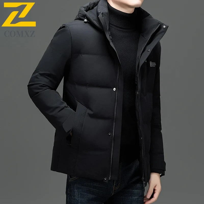 

Новый национальный стандарт, мужской пуховик на гусином пуху 2026, зимний пуховик, повседневный уличный пуховик с капюшоном, корейская мода, простой мужской пуховик