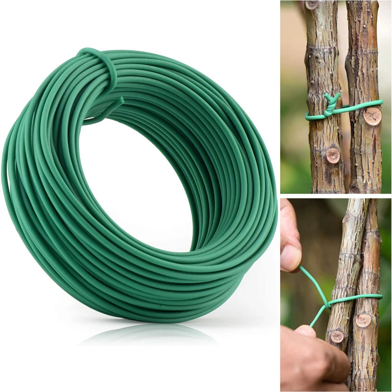 1 Roll 10m Garden Tie Tape Plastic Coated Wire, Rustproof Sunproof, for Plant Vine Fixing, Ideal Home Garden Yard Use