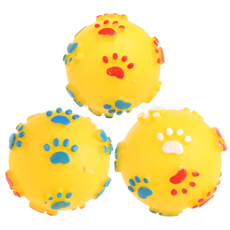 D0JA Rubber Ball Bone Footprint Cute Play Funny Balls Fetch Interactive Cat Kitten Dog Puppy Supplies Molar Chew Bite