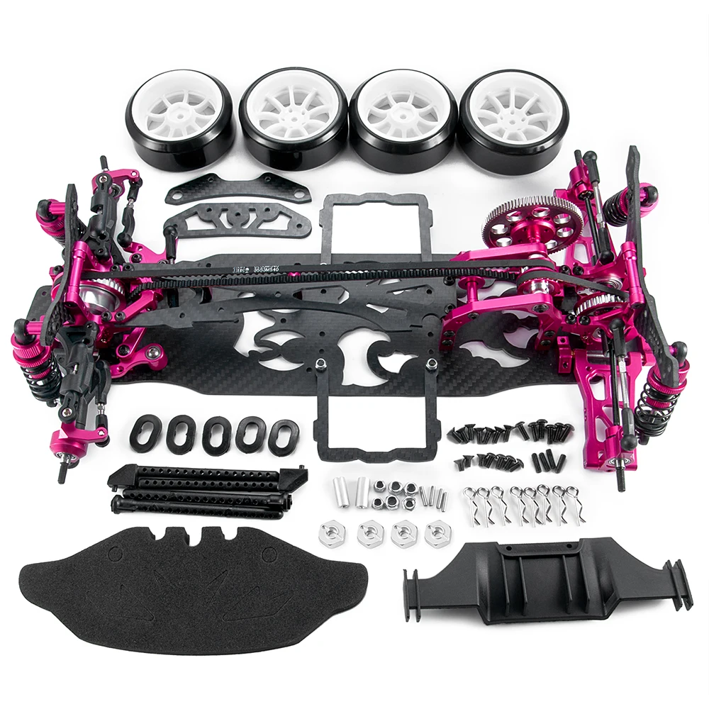 YEAHRUN Frame Chassis Kit Remodel Belt Drive Wheels Shock Absorbers For 3Racing Sakura D4 AWD 4WD 1/10 RC Drift Car Parts