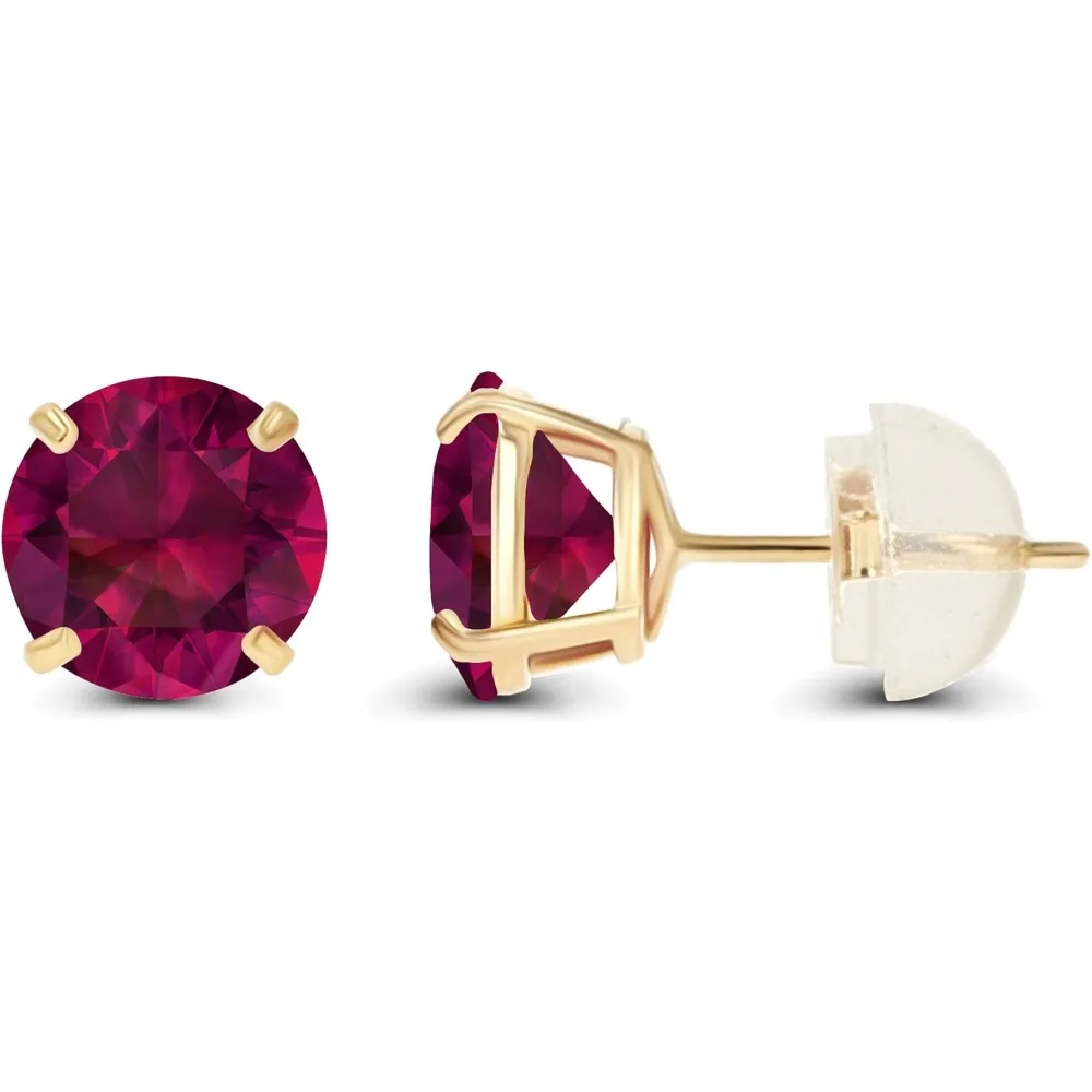 أقراط مرصعة بالأحجار الكريمة الأصلية مقاس 6 مم من الذهب عيار 14 قيراط للنساء - خيارات من الذهب الأصفر والأبيض أو الوردي