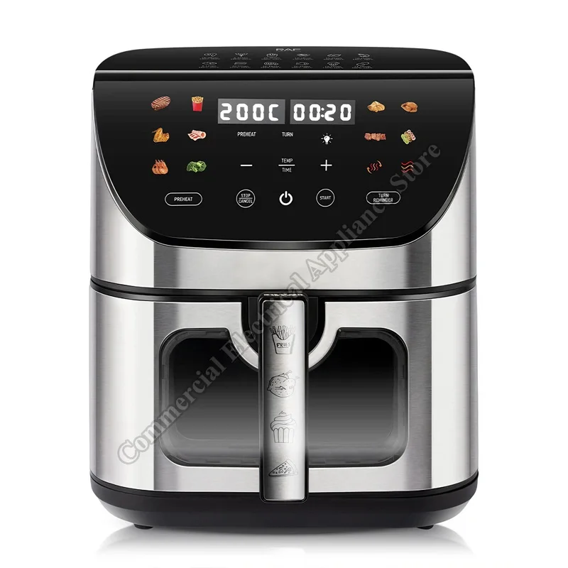 Air Fryer 1700W 8L Smart Application Control Digital Touch Screen Large Capacity Visible 360 Air Circulation Air Fryer