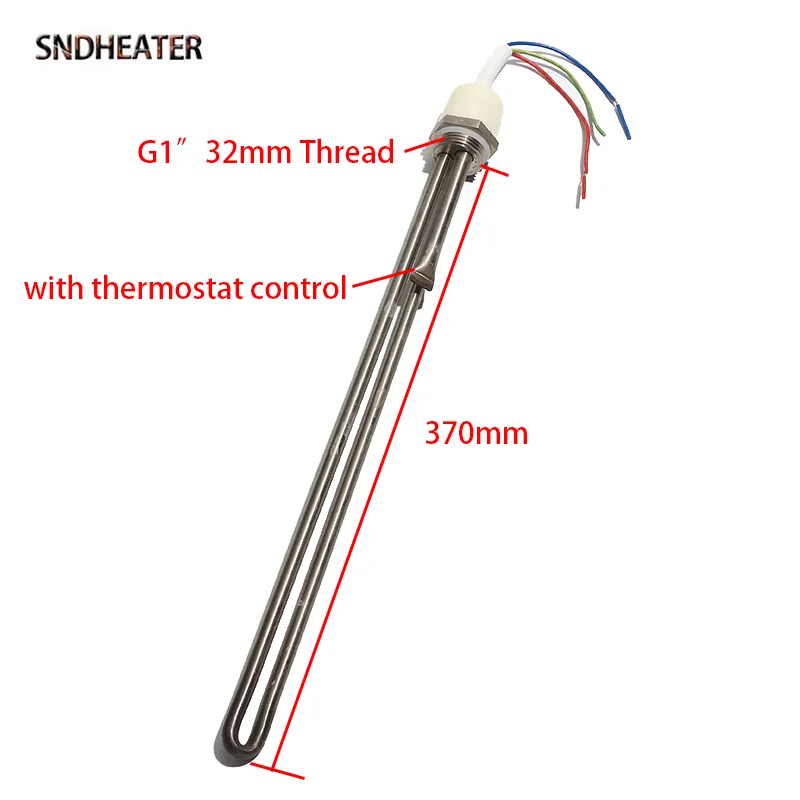 SNDHEATER 220 فولت 1.5KW عنصر تسخين المياه الكهربائية لخزان الطاقة الشمسية G1 "32 مللي متر موضوع مع التحكم في درجة الحرارة 37 سنتيمتر 3 سلك مع غطاء
