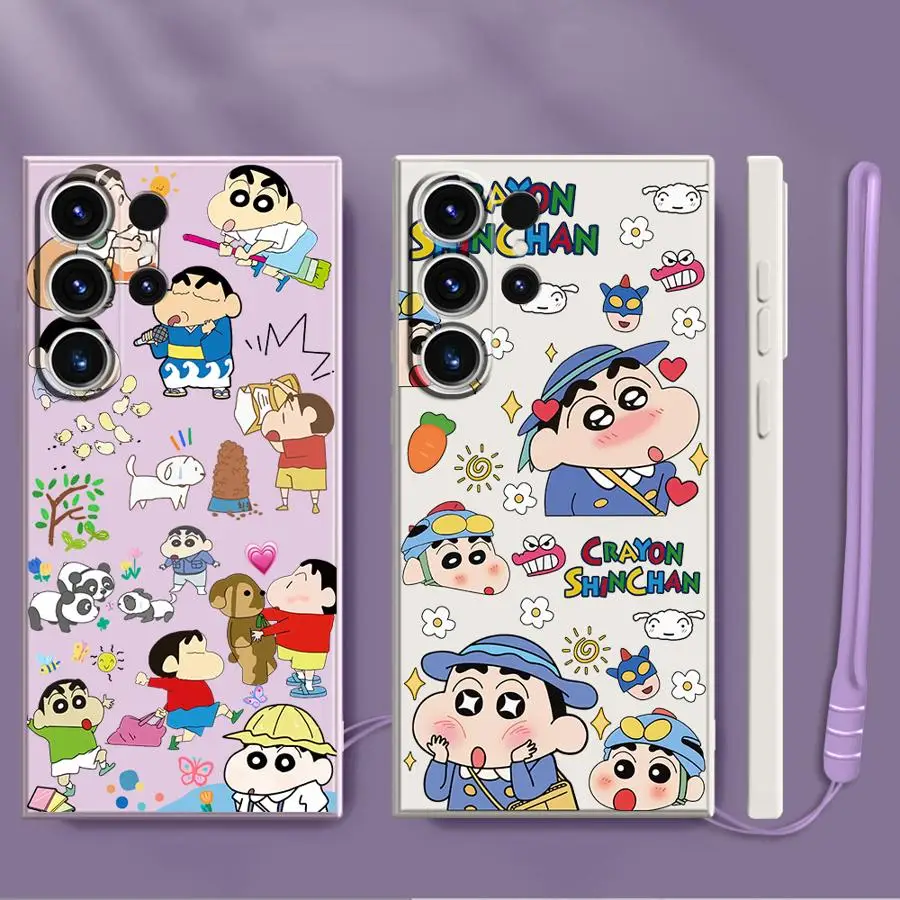 Cartoon Crayon Shin-chan Hülle für Samsung Galaxy S25 S23 S20 FE S21 Plus Note 20 10 Ultra S22 S24 Ultra S25Edge Handyhülle