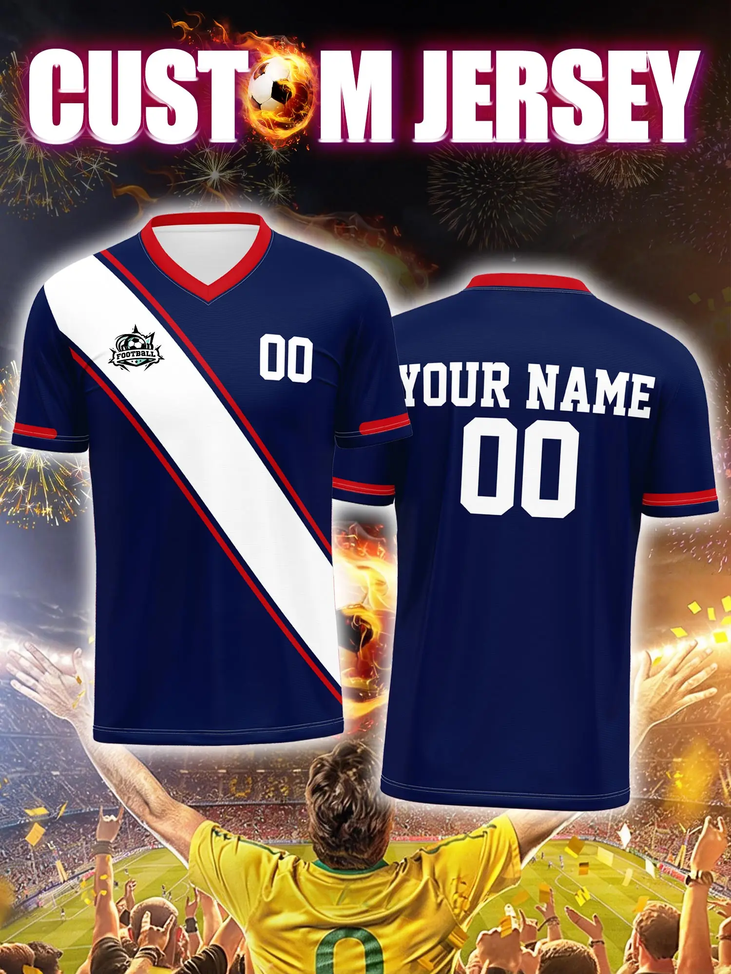 

Футбольная форма на заказ с индивидуальным изображением, номером и именем, креативный графический принт для футбольной экипировки