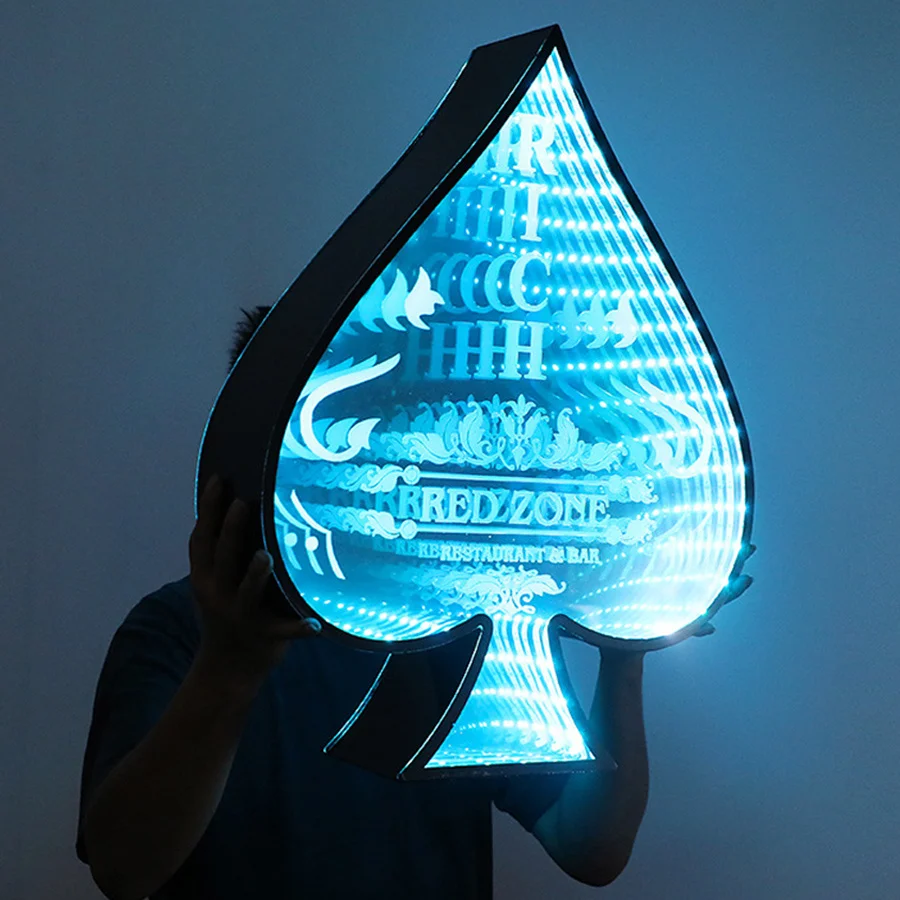 Customized Acrylic Ace of Spade Led Glorifier Club Sign Handheld VIP Service Sign Presenter Advertising for Night Club Bar Decor