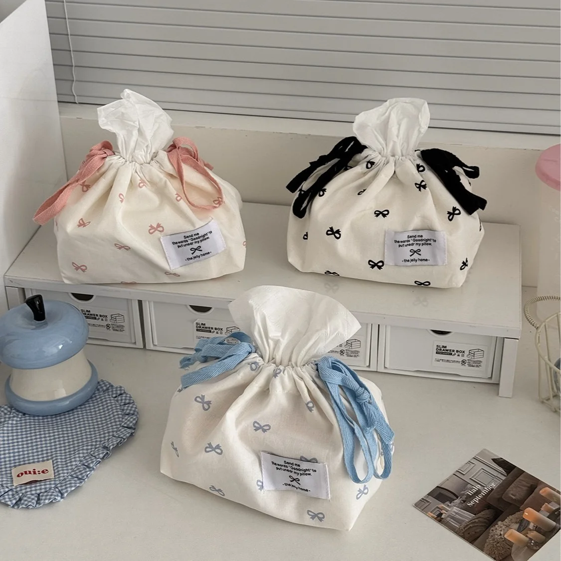 YT Sweet Bowknot High-Value Portable Home Simple Dustproof Storage Bag Tissue Box Fresh Ins Style
