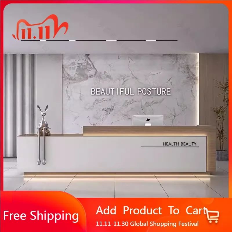 

Aesthetic Company Reception Desks Beauty Luxury Modern Shelves Desks Executive Welcome Display Mostrador Commercial Furniture