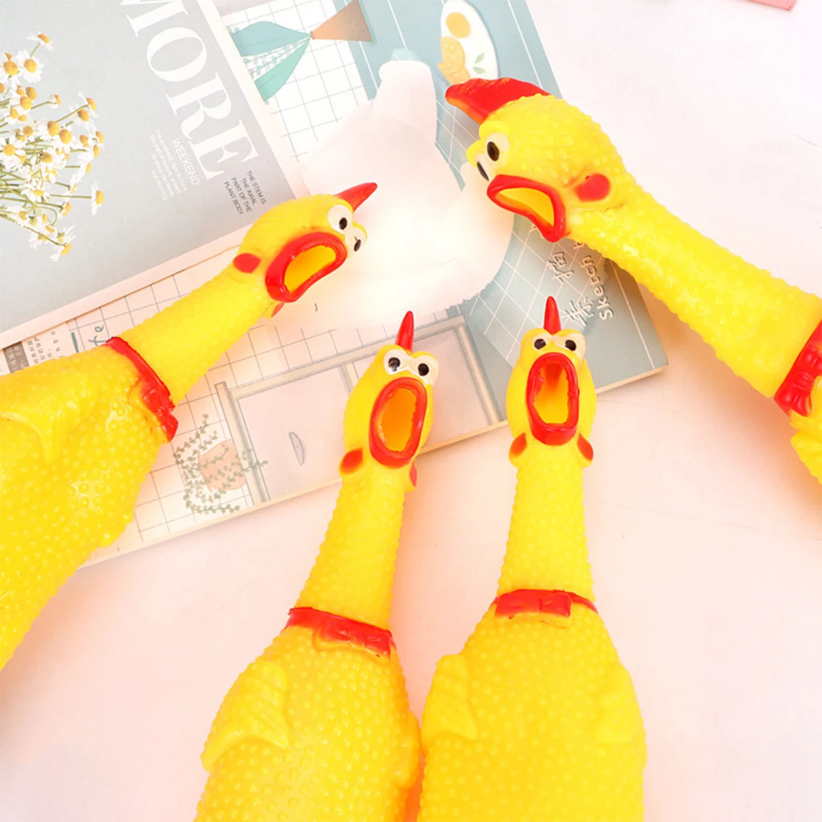 Squeaky Chicken Rubber Screaming Chicken Toy Yellow Rubber Squeaky Chicken Toy Novelty And Durable Rubber Chicken Durable Rubber