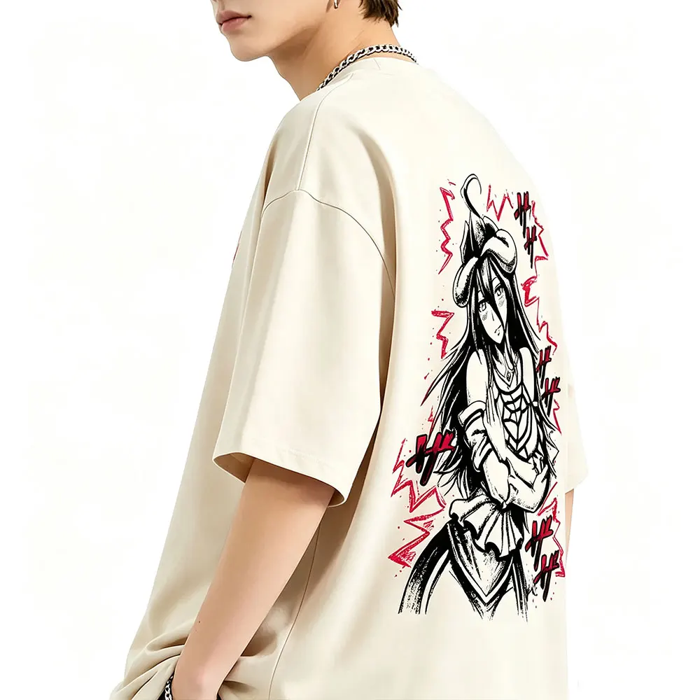 Anime Overlord Albedo Graphic T-shirt Summer Men Women Casual Oversized Crewneck T Shirts Male Fashion Vintage Manga Streetwear