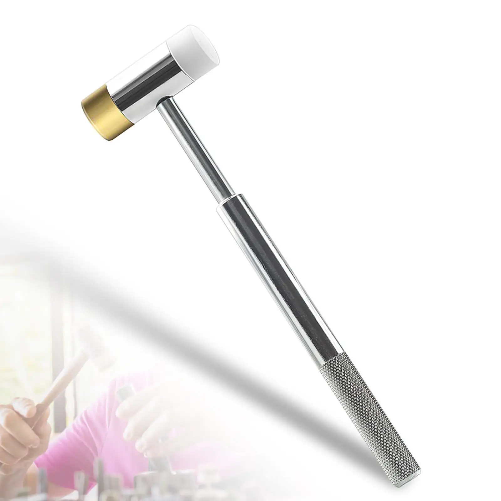 

Jewelry Hammer Nylon Brass Faces Double Faced Multipurpose Lightweight Flooring Mallet Mallet Tool for Jewelry Woodworking Tile