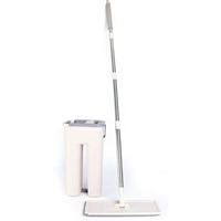 Juego de fregona y Cubo de Limpieza, 2 en 1, fregona Plana con Mango de Acero Inoxidable Giratorio de 360 Grados