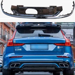Car Rear Bumper Diffuser Lip Spoiler For Volvo S60 V60 4 Door Sedan Rear Bumper Diffuser Exhaust Pipe Body Kit 2020-2025
