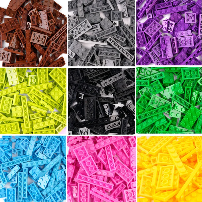 100pcs Thin Building Block Bricks Bulk Small Particles Multi Color Creative Assembling Random Specifications DIY Toys Kids Gift